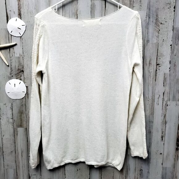 Zara Lace Sweater Ivory Size Small - Picture 2 of 9